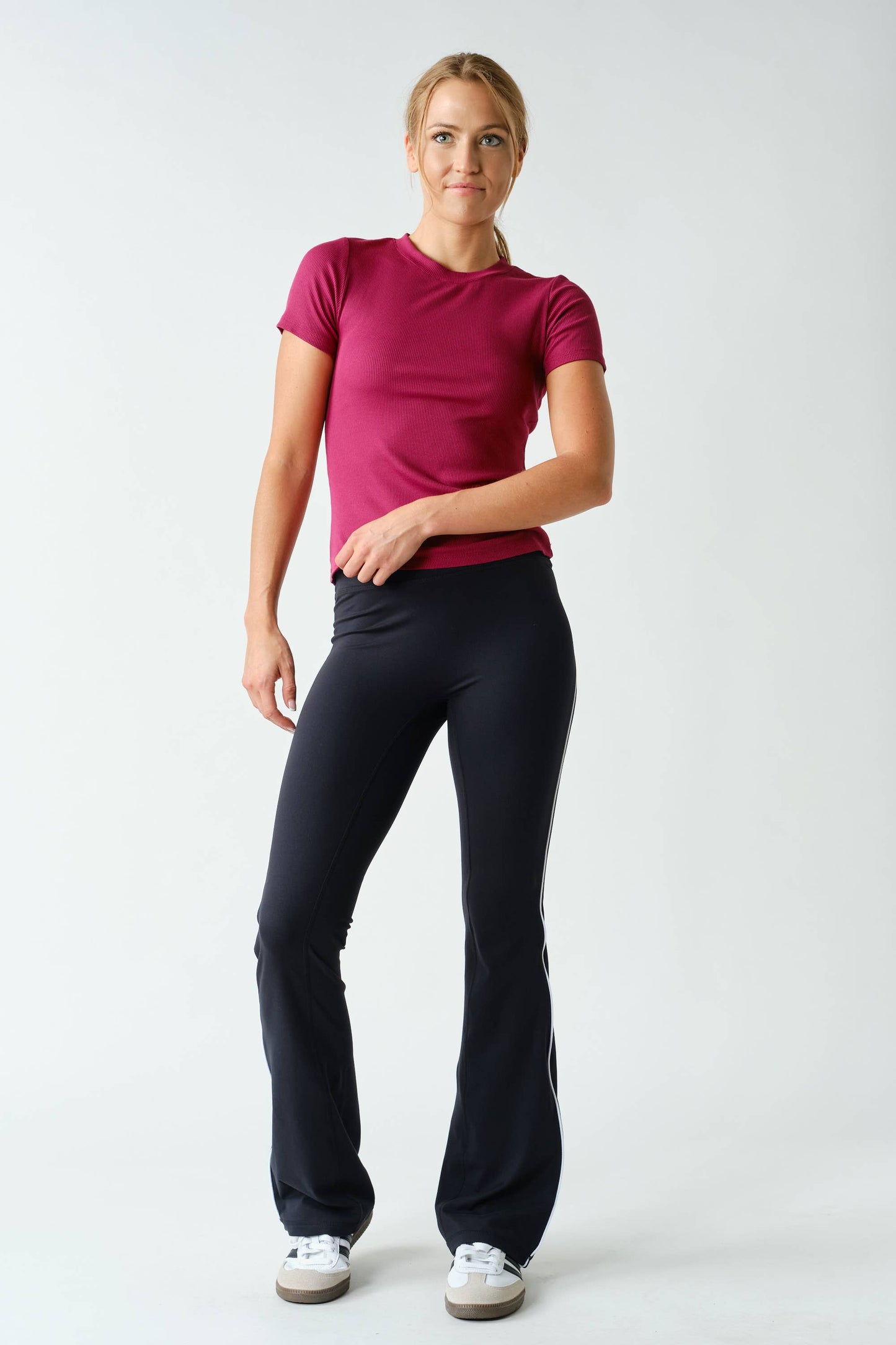 Essential Short-Sleeved Micro-Ribbed Athleisure Top