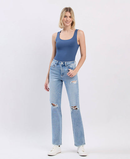 Lovert High Rise Distressed Straight Jeans