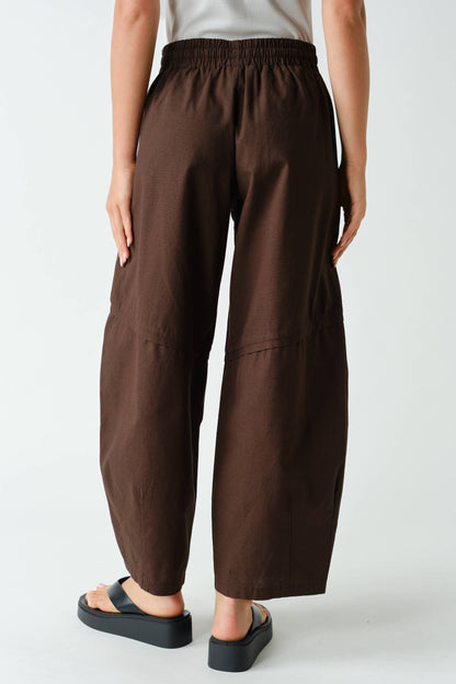 Cotton Barrel-Leg Utility Pants: Black