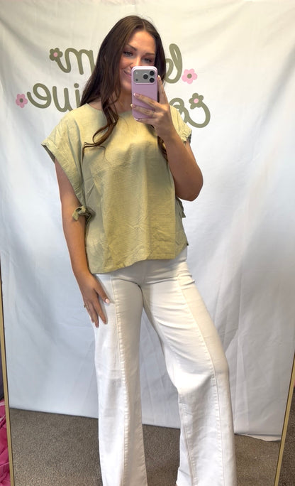 Vervet High Rise Stacked Waistband Optic White Wide Jeans