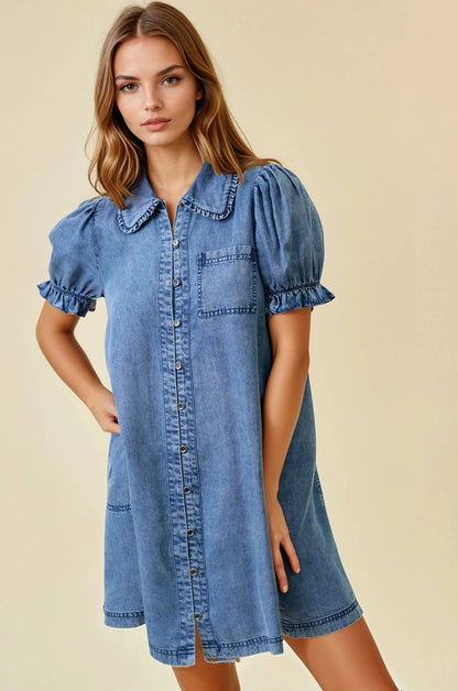 Denim Ruffle Dress