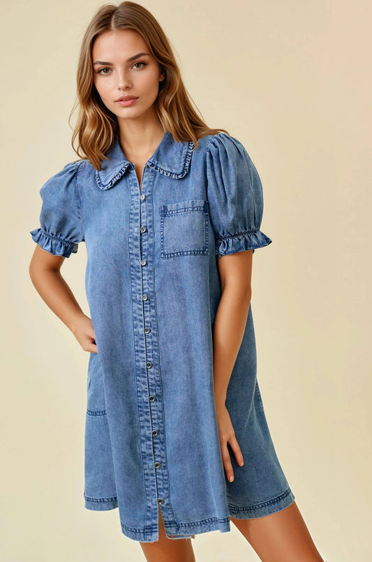 Denim Ruffle Dress