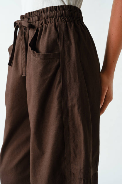 Cotton Barrel-Leg Utility Pants: Black
