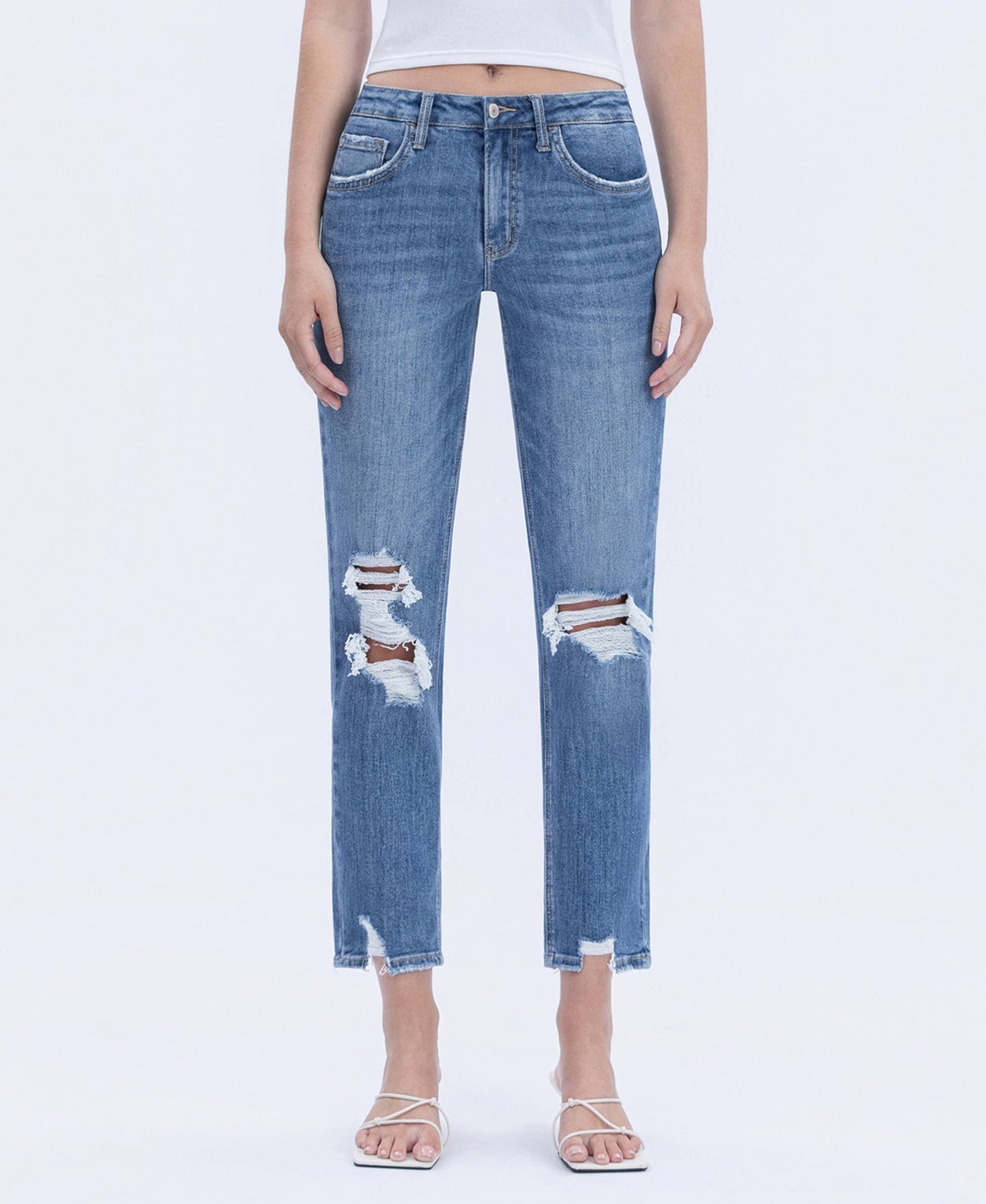 Lovert High Rise Boyfriend Distressed Jeans