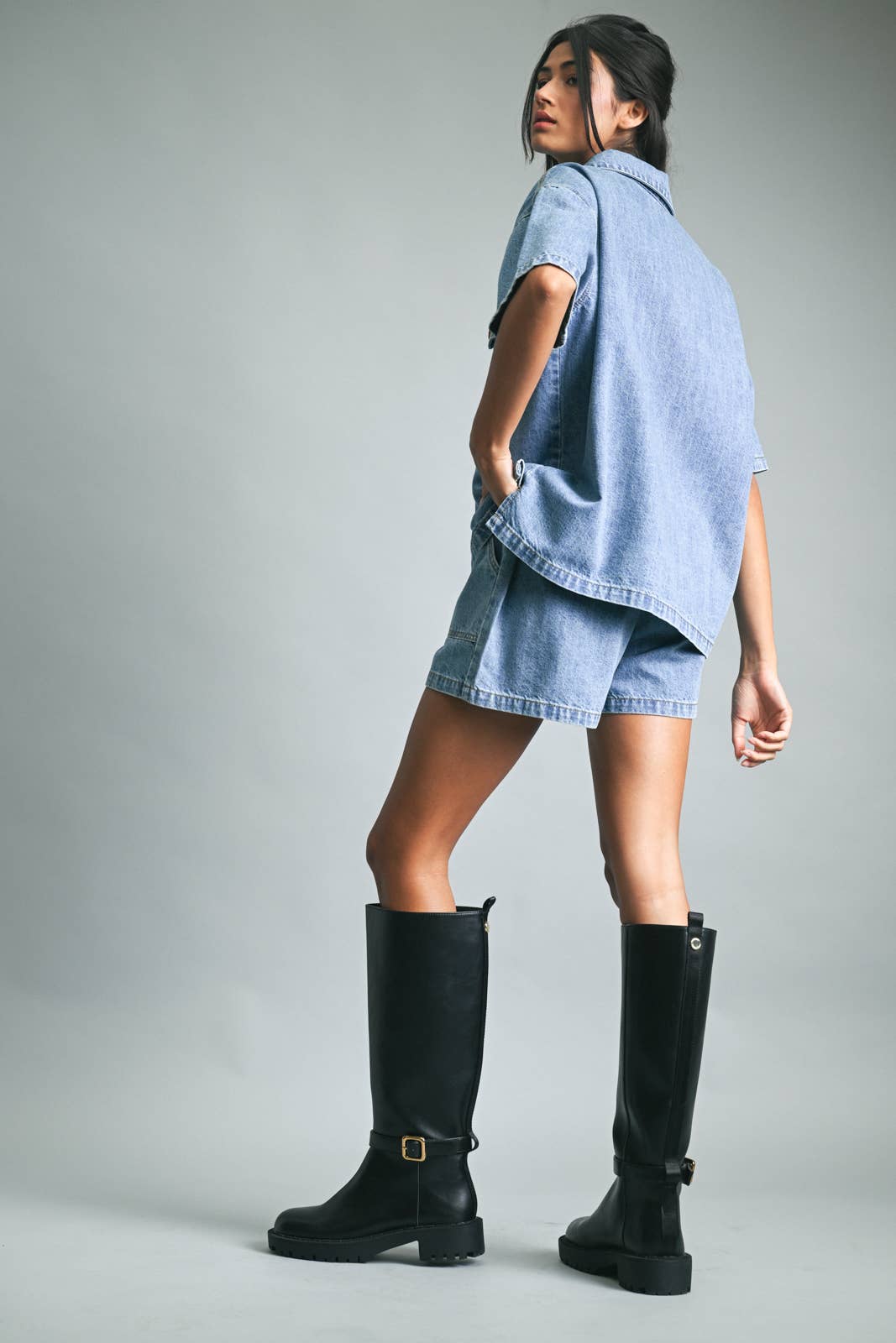 Denim Shorts w/ Drawstring