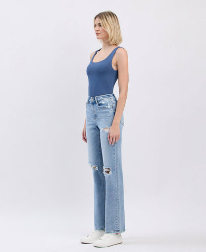 Lovert High Rise Distressed Straight Jeans