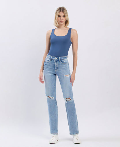 Lovert High Rise Distressed Straight Jeans