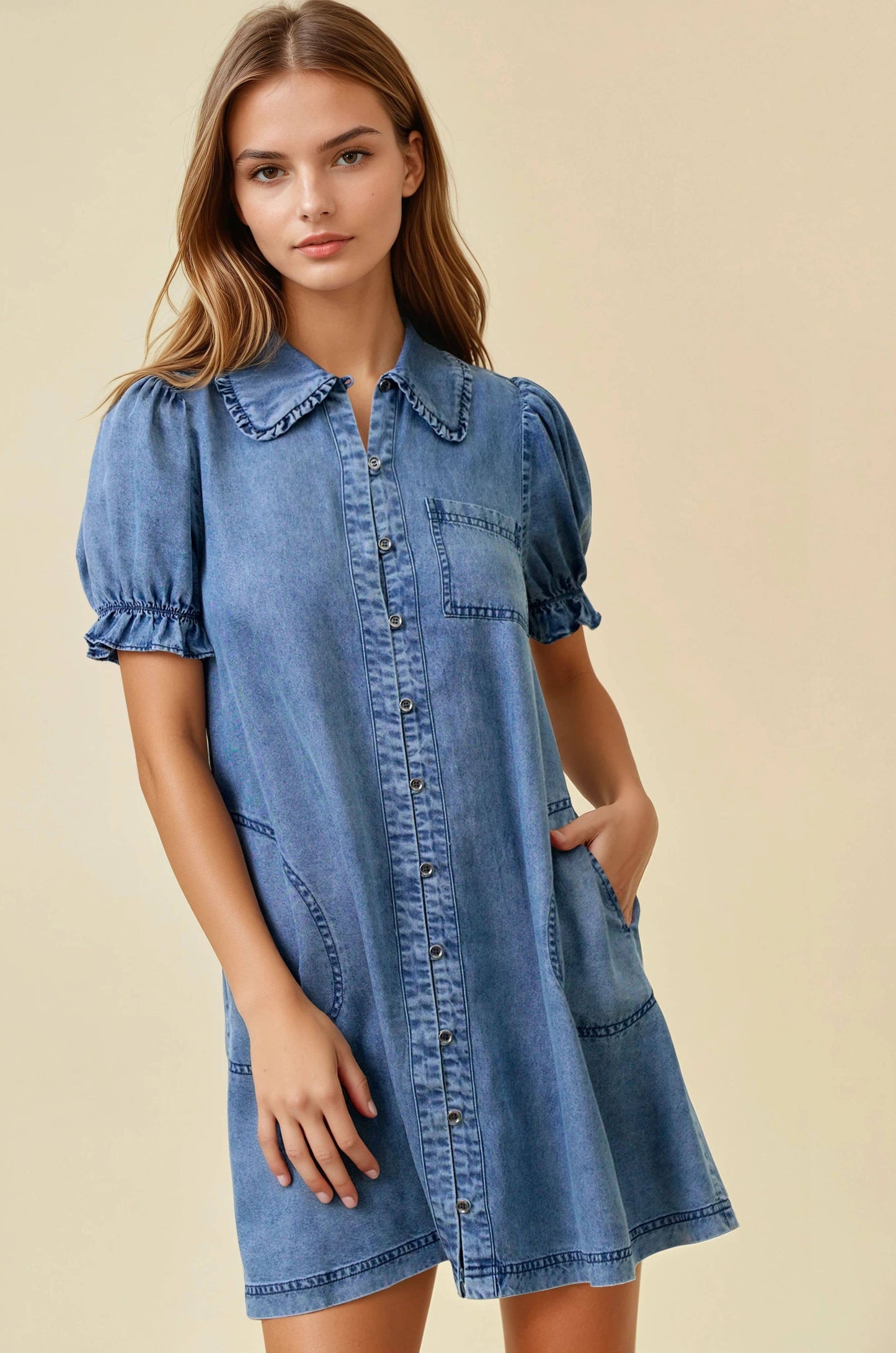 Denim Ruffle Dress