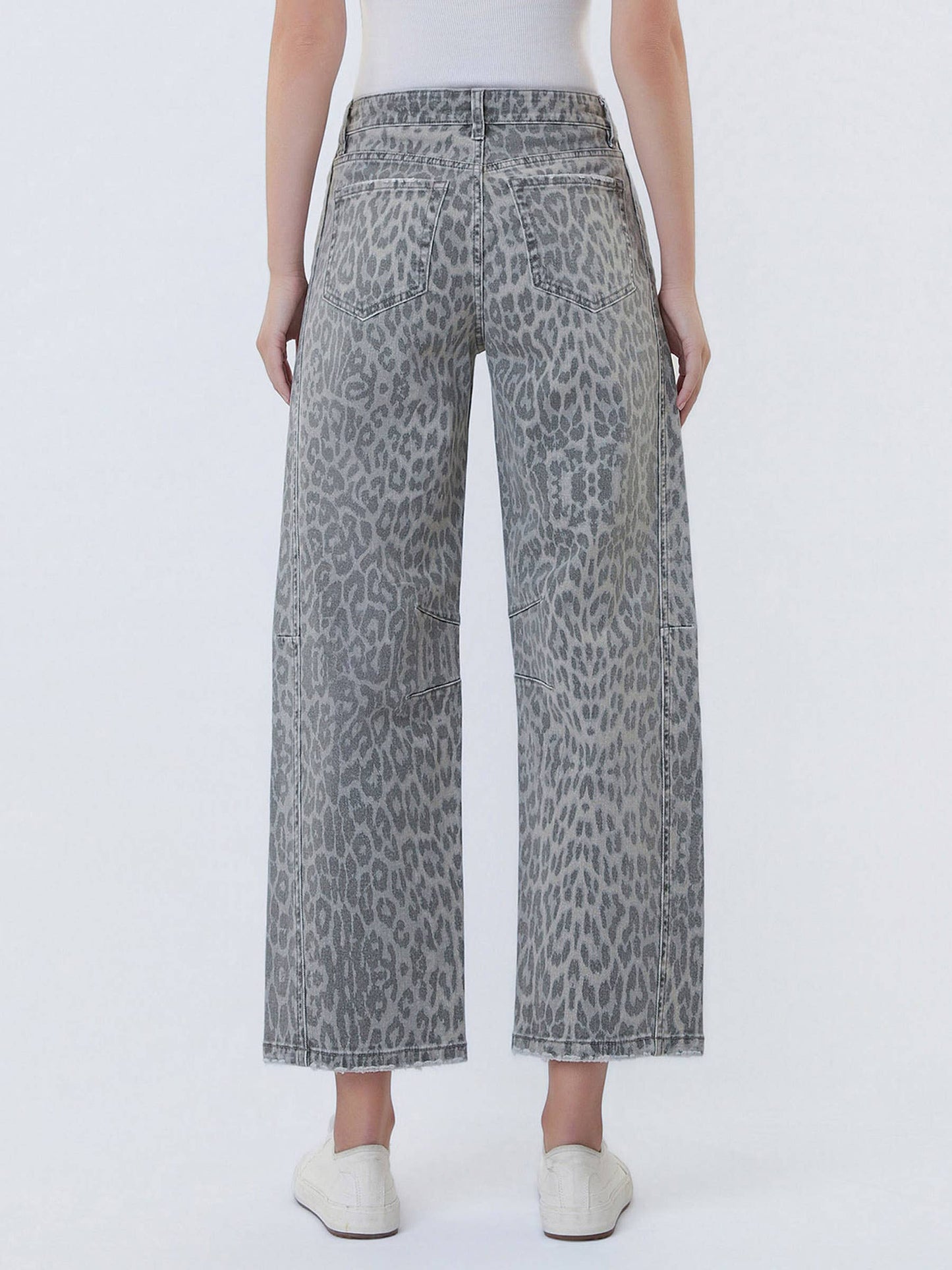 Vervet High Rise Drawstring Leopard Barrel Jeans
