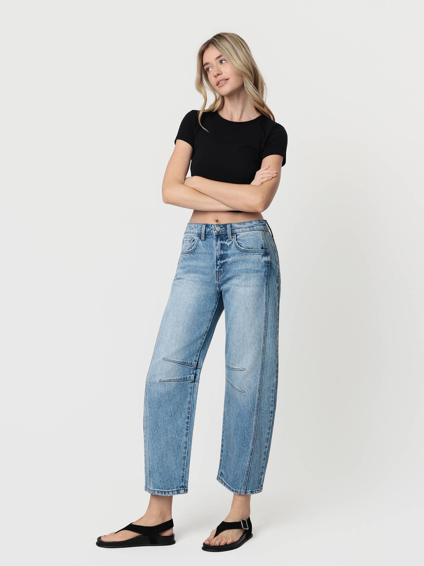 Vervet High Rise Dart Structured Fit Barrel Jeans