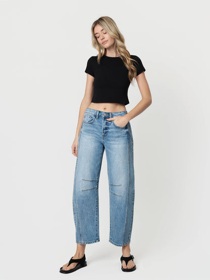 Vervet High Rise Dart Structured Fit Barrel Jeans