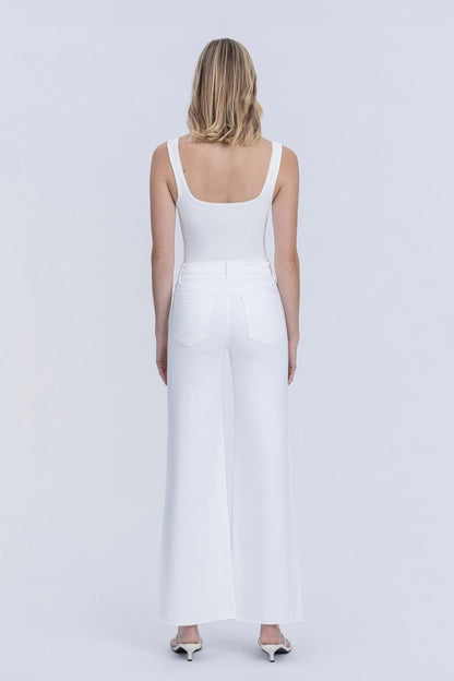 Vervet High Rise Stacked Waistband Optic White Wide Jeans