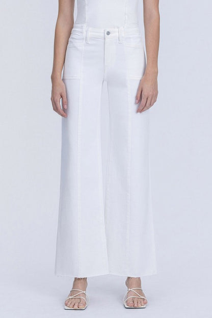 Vervet High Rise Stacked Waistband Optic White Wide Jeans