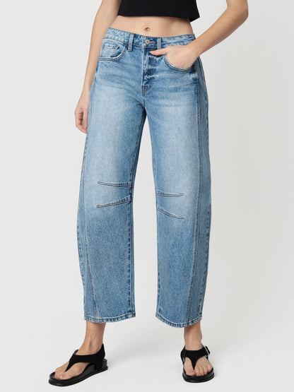 Vervet High Rise Dart Structured Fit Barrel Jeans