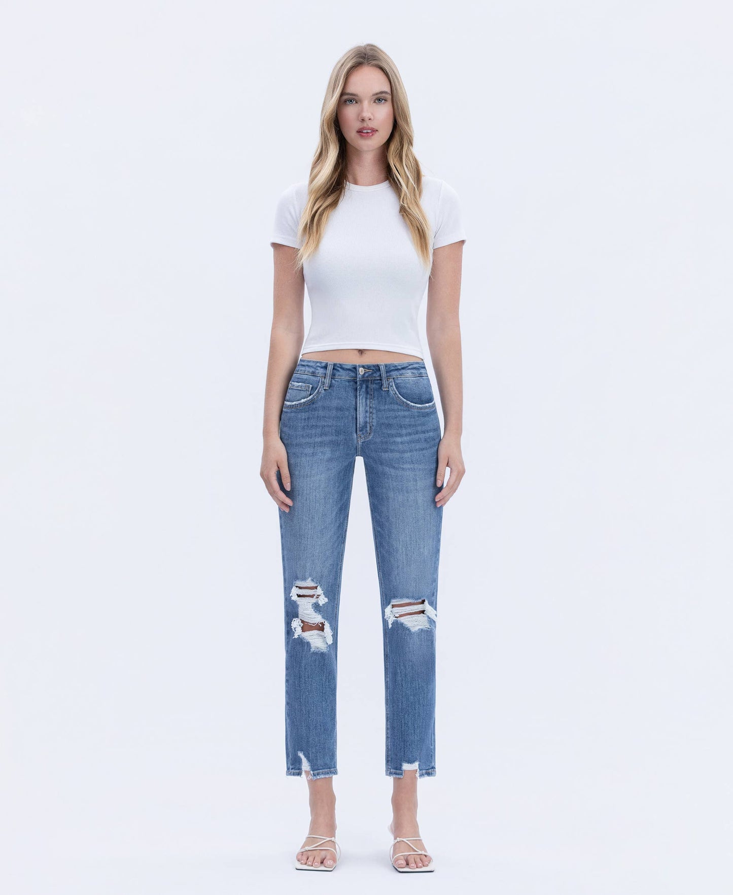 Lovert High Rise Boyfriend Distressed Jeans