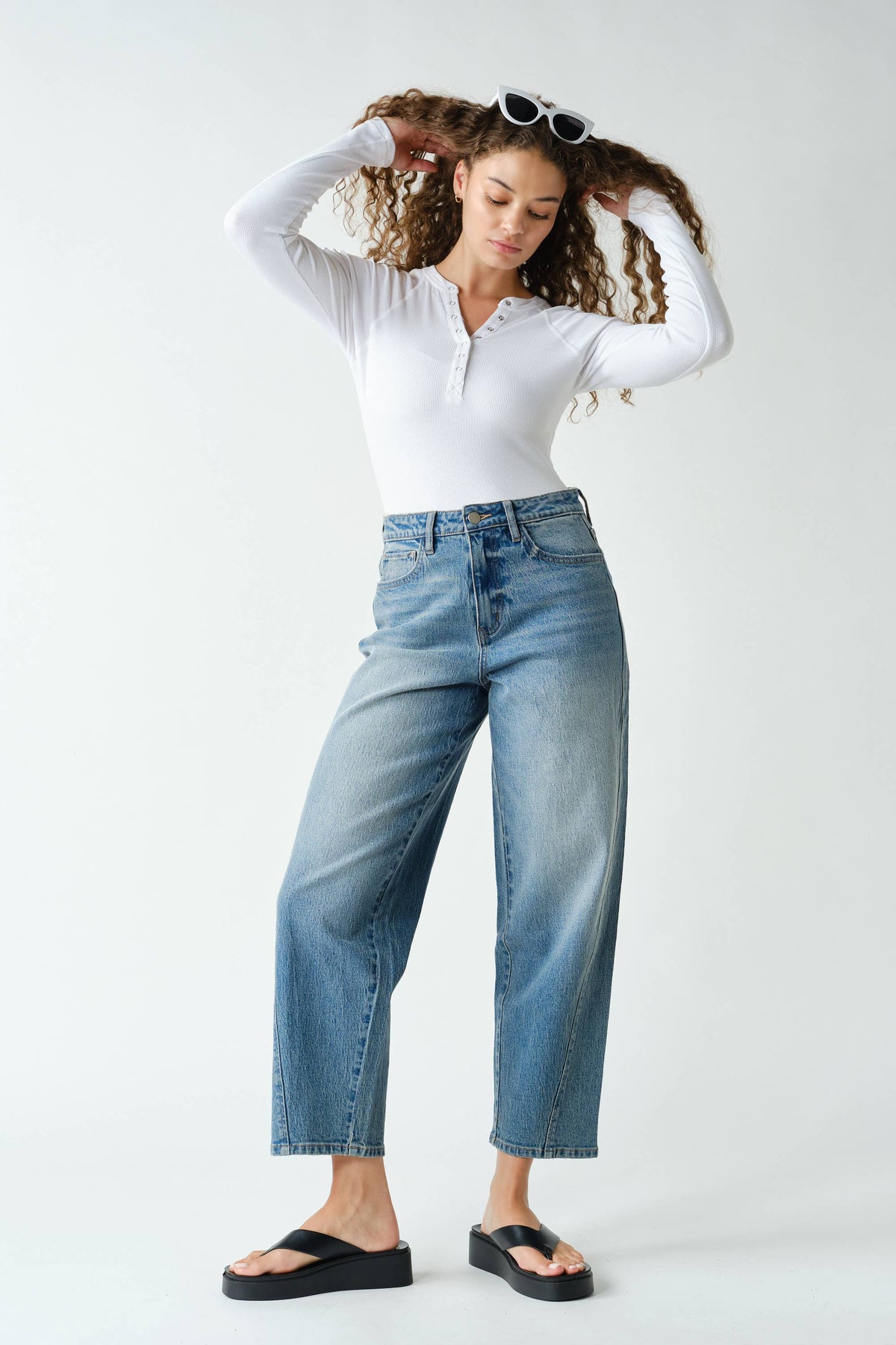 Essential Long-Sleeved Micro-Ribbed Henley Top