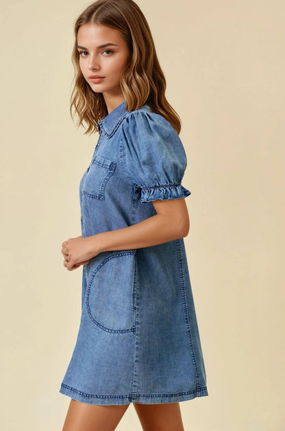 Denim Ruffle Dress