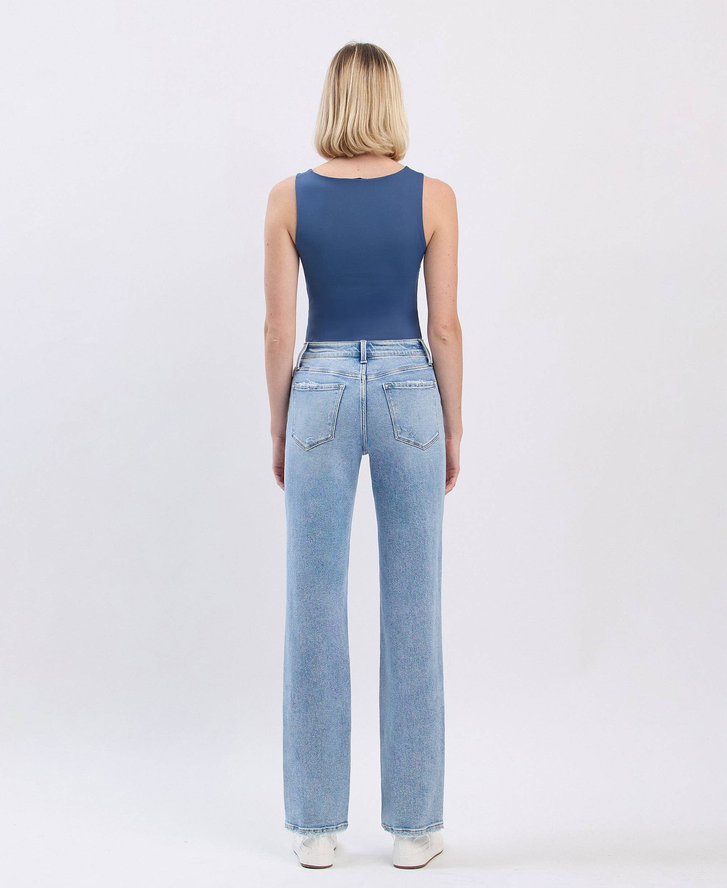 Lovert High Rise Distressed Straight Jeans
