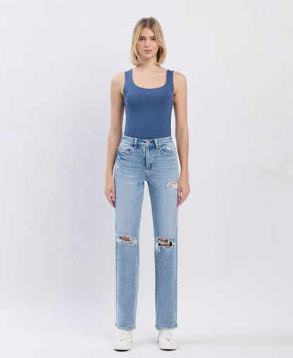 Lovert High Rise Distressed Straight Jeans