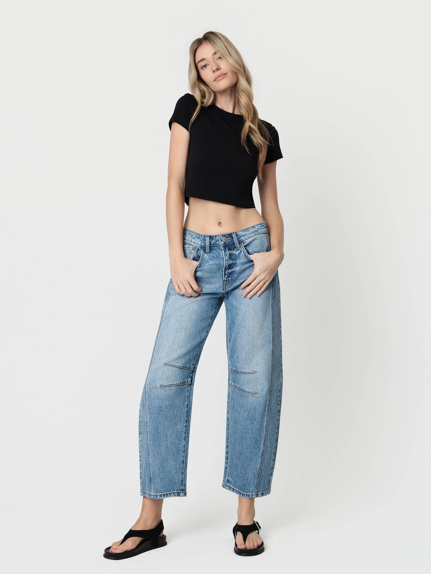Vervet High Rise Dart Structured Fit Barrel Jeans