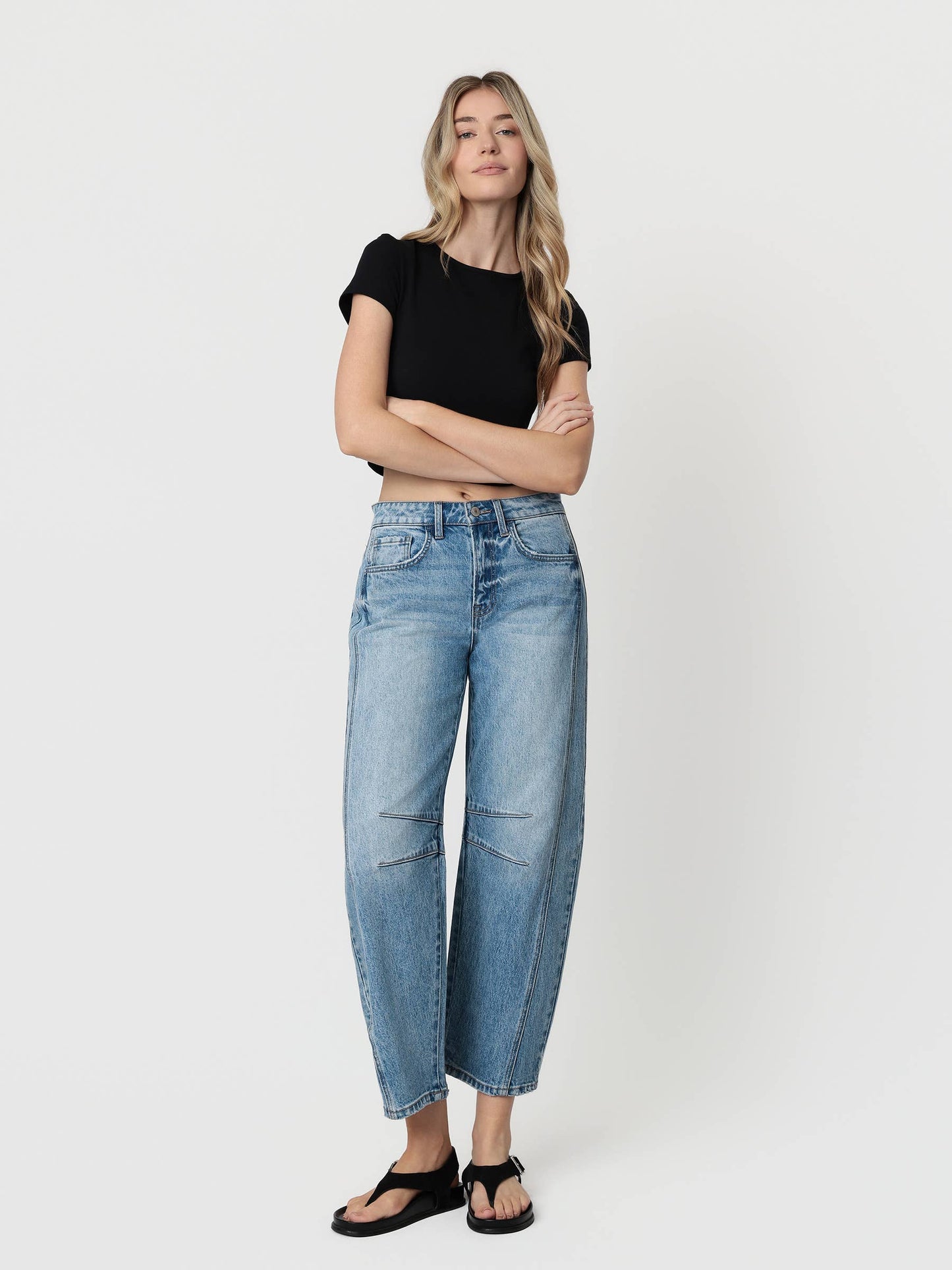 Vervet High Rise Dart Structured Fit Barrel Jeans