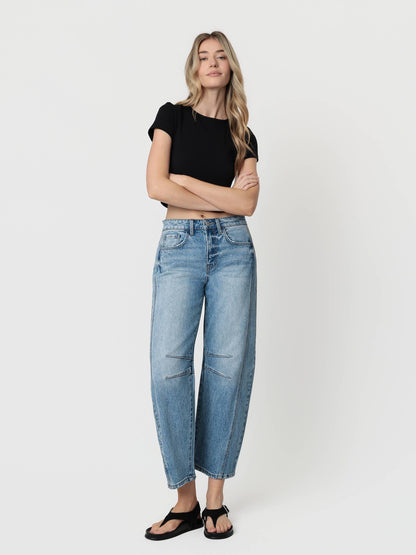 Vervet High Rise Dart Structured Fit Barrel Jeans