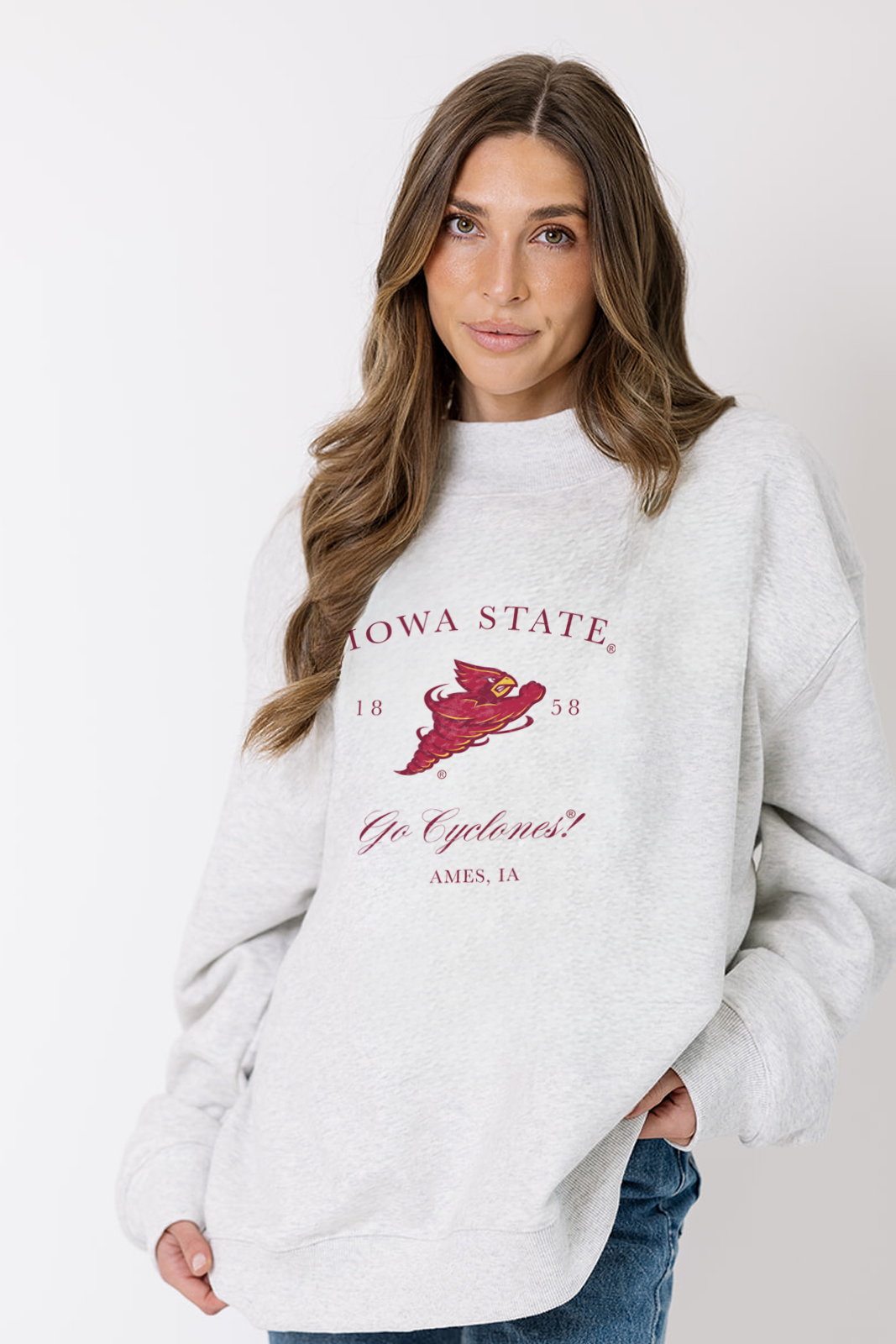Iowa State Embroidered Mock Neck: Large