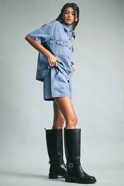 Denim Shorts w/ Drawstring
