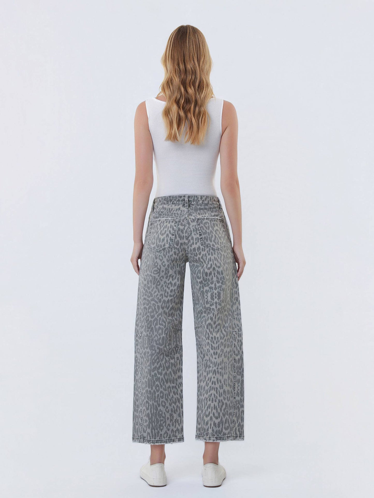 Vervet High Rise Drawstring Leopard Barrel Jeans